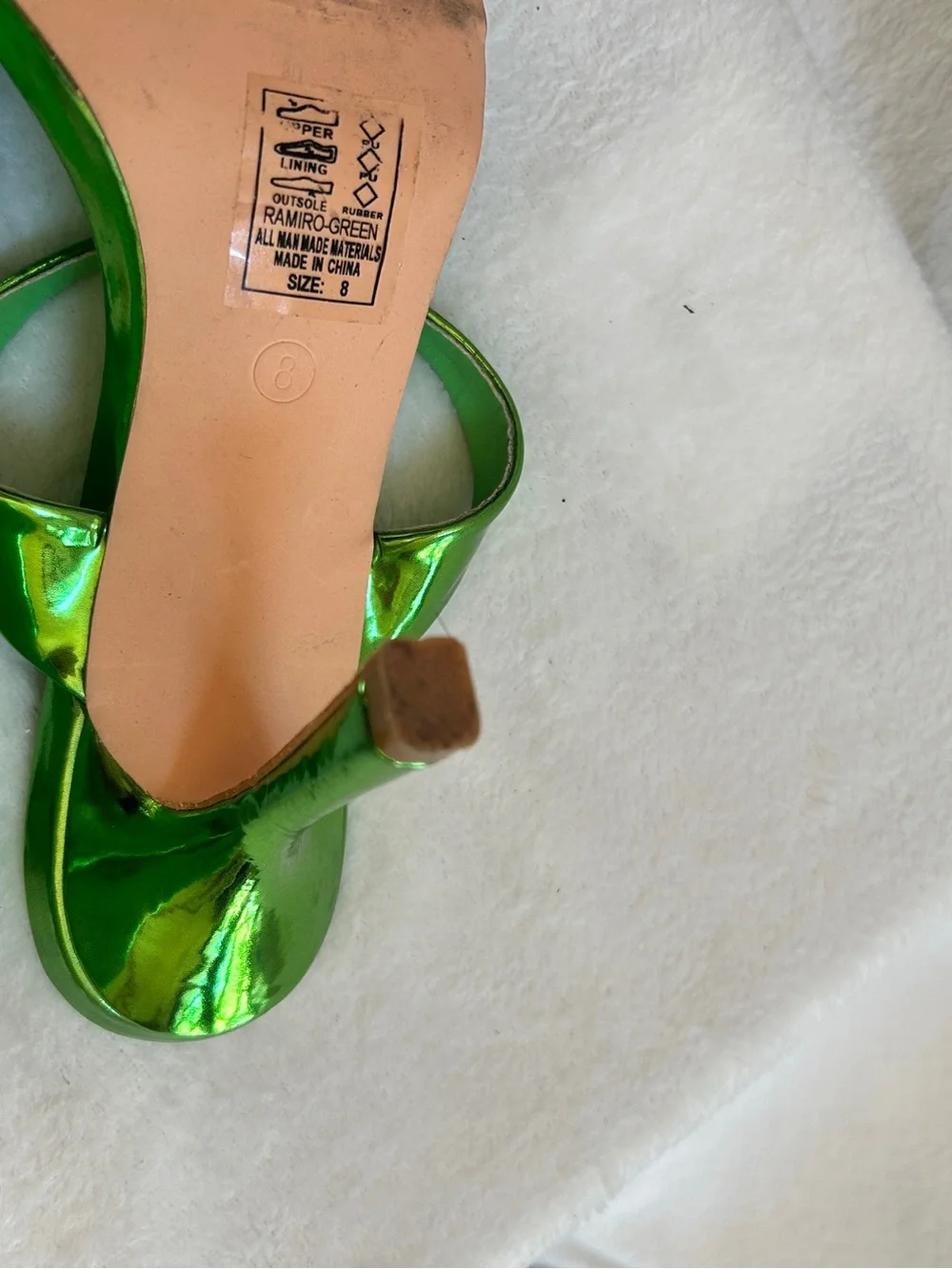 Metallic Green Strappy Square-Toe Heels